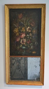 empire Small Empire Overmantel Miror, Decorated With An Urn And Flowers.