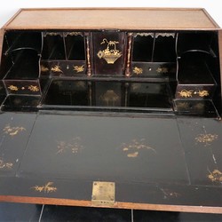 English Bureau With A Black Lacquered Interior George I in oak, England early 18th century