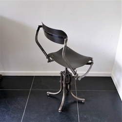 Bienaise Chair industrial in iron, pasteboard, France 1930-1940