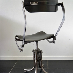 Bienaise Chair industrial in iron, pasteboard, France 1930-1940