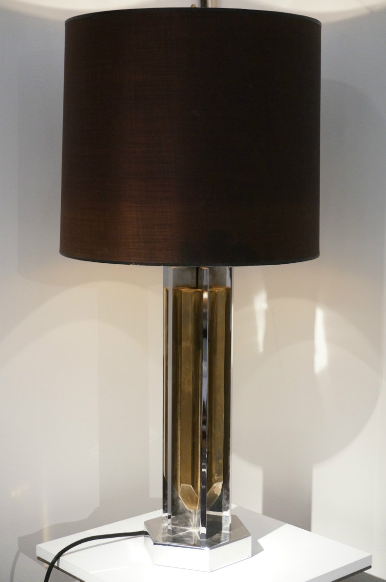 Nickel And Brass Table Lamp, 1970
